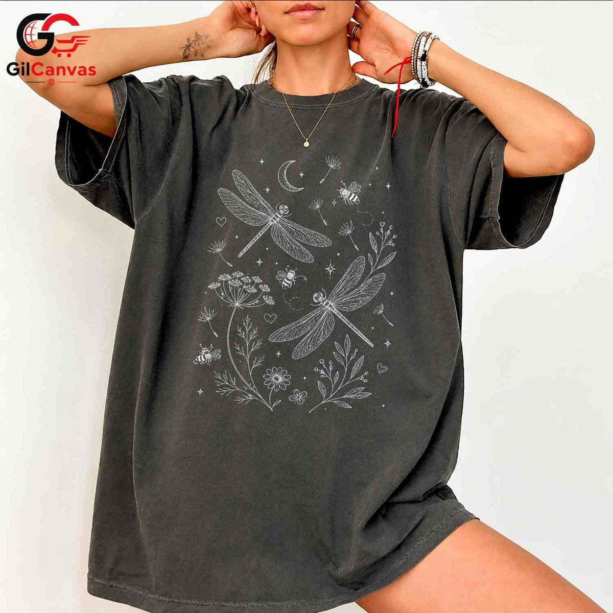 Botanical Dragonfly T-Shirt Spring Summer Nature Lover Women Men Graphic Tee