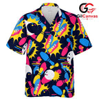 Bowling Ball Hawaiian Shirt, Casual Men Party Vibe Summer Fun Fashion Wear