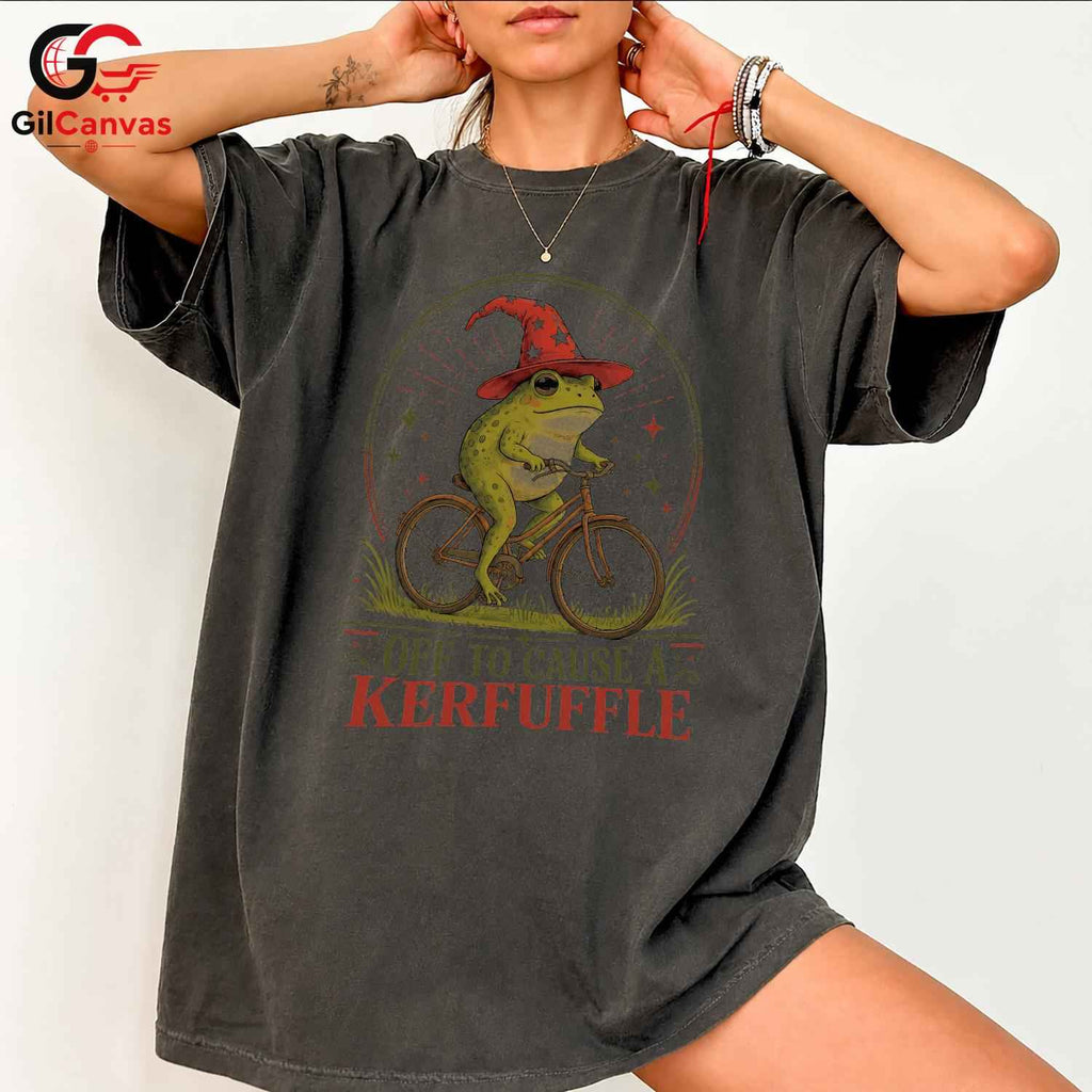 Cause A Kerfuffle Frog T-Shirt Unisex Fun Adventure Wear Humorous Graphic Shirt