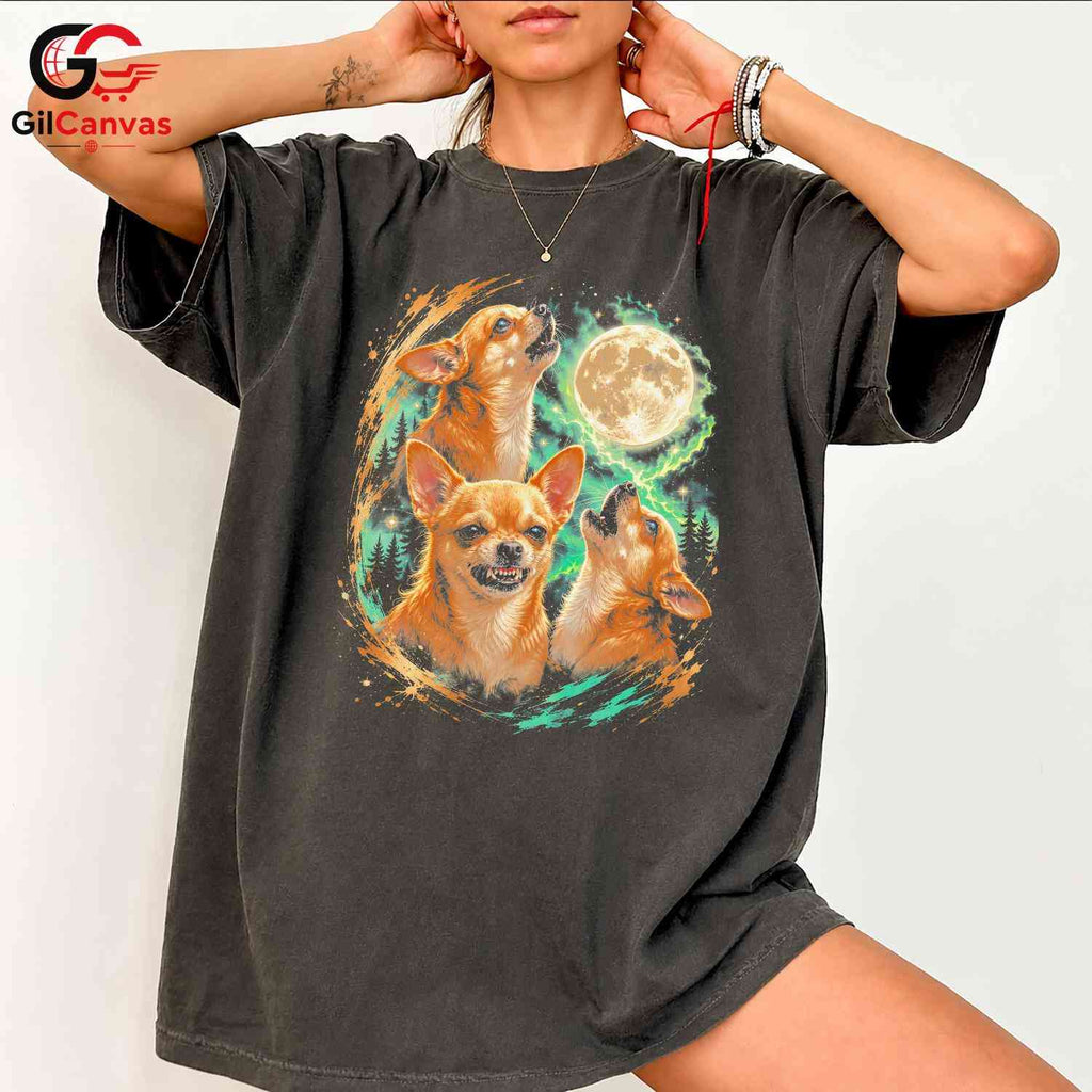 Chihuahua Howling Moon T-Shirt Unisex Unique Dog Lover Gift Perfect Graphic Shirt