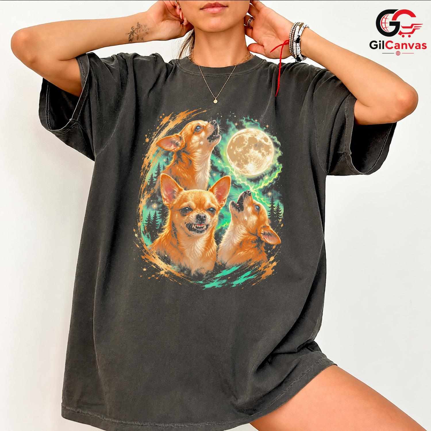 Chihuahua Howling Moon T-Shirt Unisex Unique Dog Lover Gift Perfect Graphic Shirt