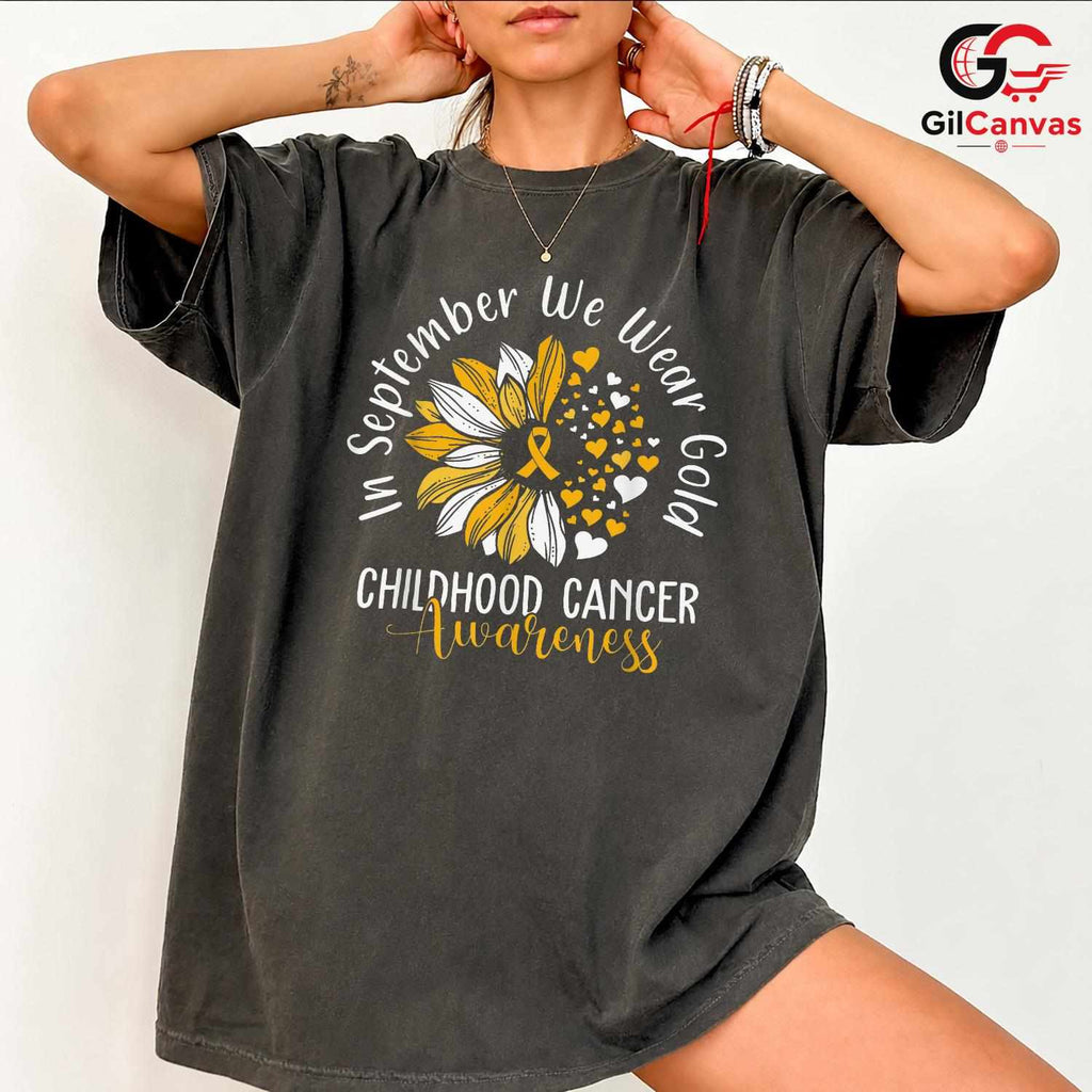 Childhood Cancer Ribbon Tee Shirt Unisex September Awareness Event Gift Kids