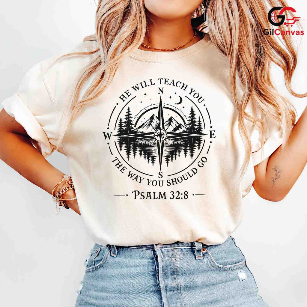 Christian Compass Tee Gift Spiritual Faith Journey Unisex Nature Adventure Tee