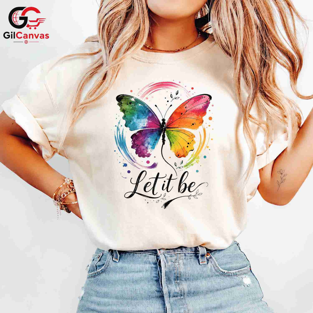 Colorful Butterfly T-Shirt Spring Art Nature Lover Unisex Graphic Tee Gift