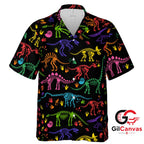 Colorful Dino Hawaiian Shirt For Summer Fun Perfect Kids Trendy Apparel