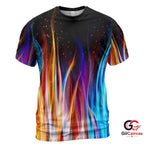 Colorful Flames 3D T-Shirt, Cool Unisex Fire Graphic Tee Gift For Festivals