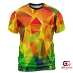 Colorful Geometric 3D T-Shirt, Stylish Unisex Summer Graphic Tee Casual Wear