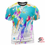 Colorful Map 3D T-Shirt, Unisex World Travel Graphic Tee Gift For Explorers