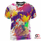 Colorful Paint Splash 3D T-Shirt, Trendy Unisex Artistic Graphic Tee For Party Wear