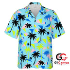 Colorful Palm Hawaiian Shirt For Beach Parties Ideal Men Summer Vibes Wear