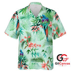 Colorful Parrot Hawaiian Shirt For Summer Parties Men Tropical Floral Vibe