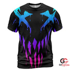 Colorful Skull Art 3D T-Shirt, Spooky Unisex Halloween Graphic Tee For Parties