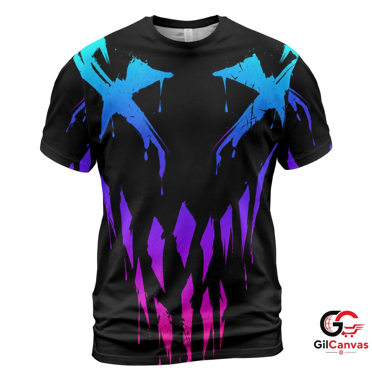 Colorful Skull Art 3D T-Shirt, Spooky Unisex Halloween Graphic Tee For Parties