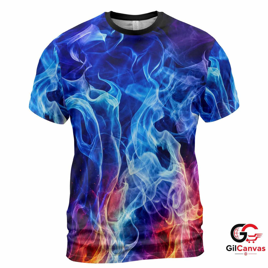 Colorful Smoke 3D T-Shirt, Stylish Unisex Graphic Tee Gift For Everyday Casual