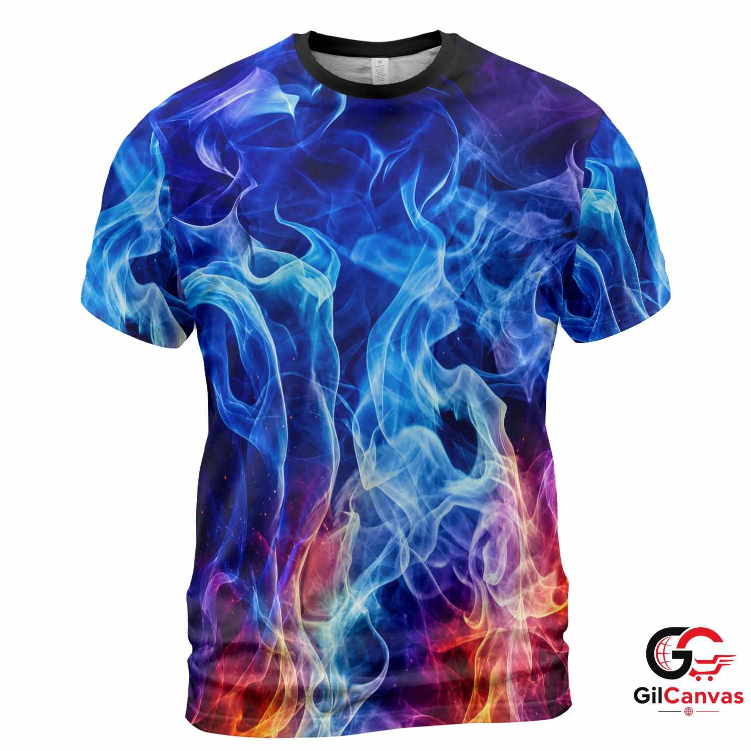 Colorful Smoke 3D T-Shirt, Stylish Unisex Graphic Tee Gift For Everyday Casual