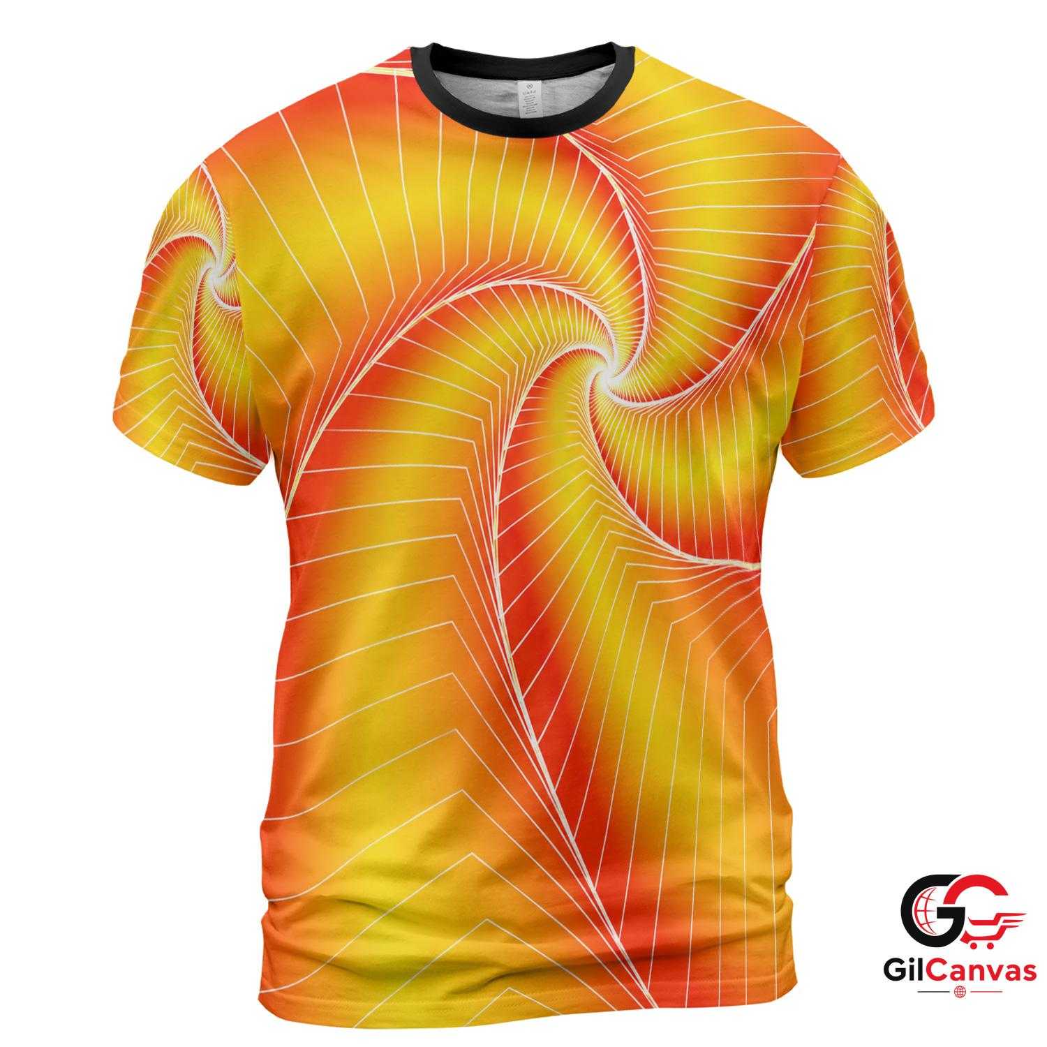 Colorful Spiral Art 3D T-Shirt, Trendy Unisex Summer Graphic Tee For Festivals