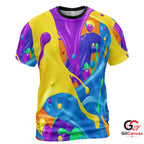 Colorful Splash 3D T-Shirt, Vibrant Unisex Art Tee Gift For Summer Fun Outfits