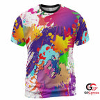 Colorful Splatter 3D T-Shirt, Artistic Unisex Graphic Tee For Summer Parties