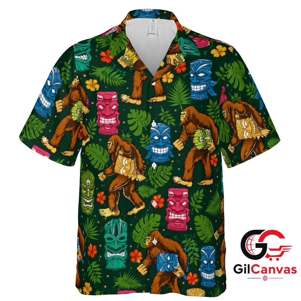 Colorful Tiki Hawaiian Shirt Perfect For Summer Parties Unisex Fun Apparel