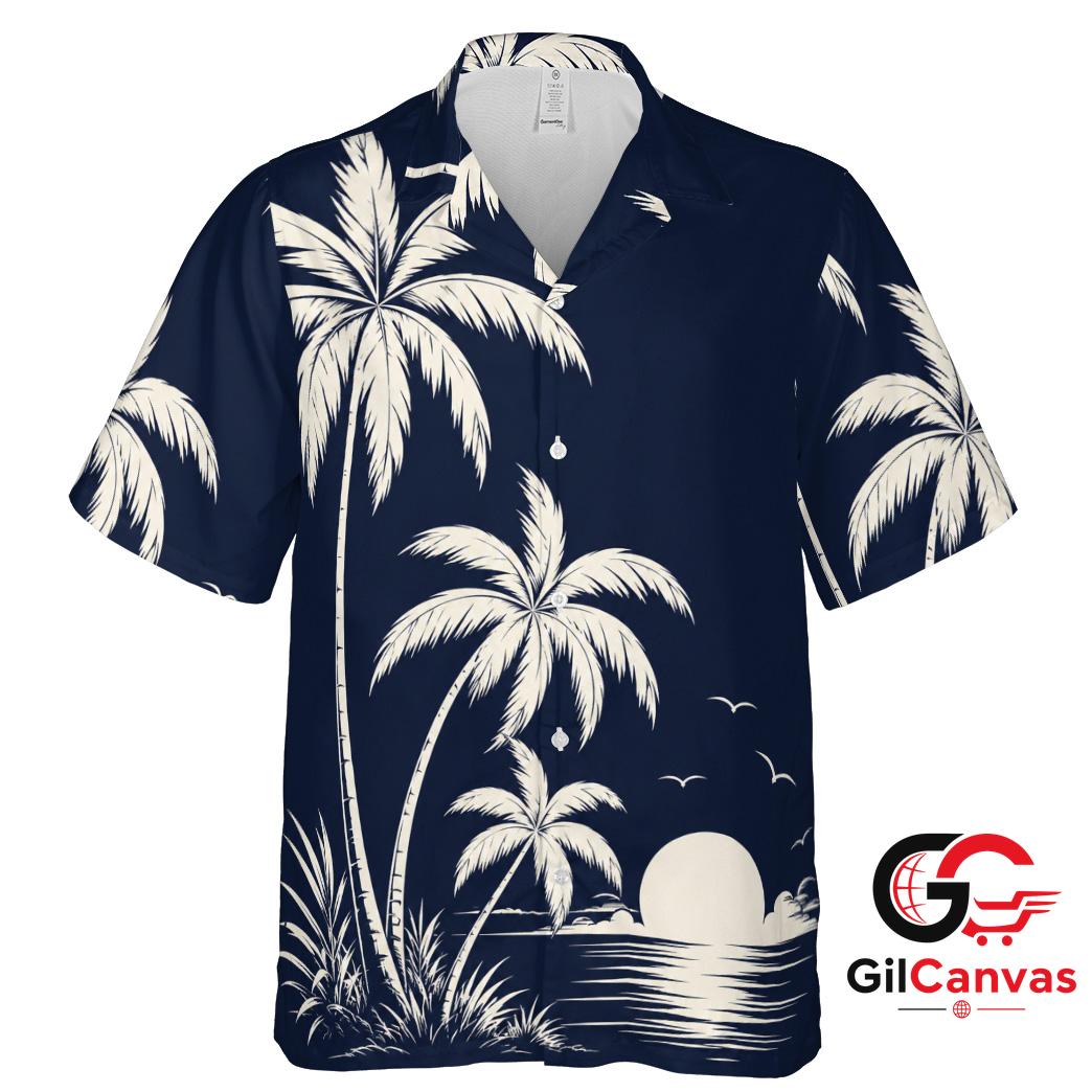 Comfy Palm Tree Hawaiian Shirt For Summer Vacation Unisex Beachwear Vibe