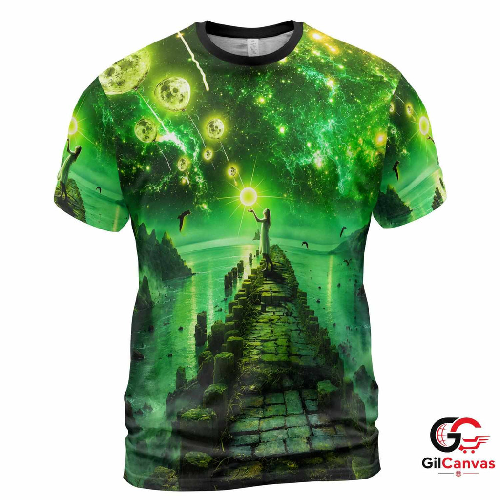 Cool Cosmic Art 3D T-Shirt, Vibrant Unisex Space Graphic Tee For Summer Vacations