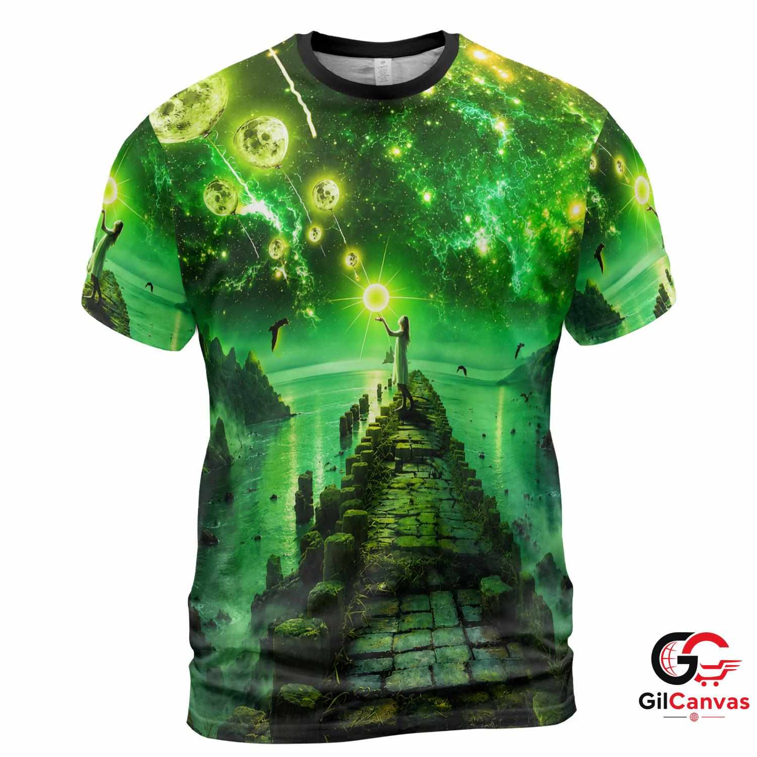 Cool Cosmic Art 3D T-Shirt, Vibrant Unisex Space Graphic Tee For Summer Vacations