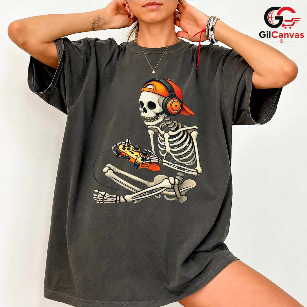 Cool Gaming Skeleton Halloween T-Shirt Unisex Perfect Gamer Birthday Gift