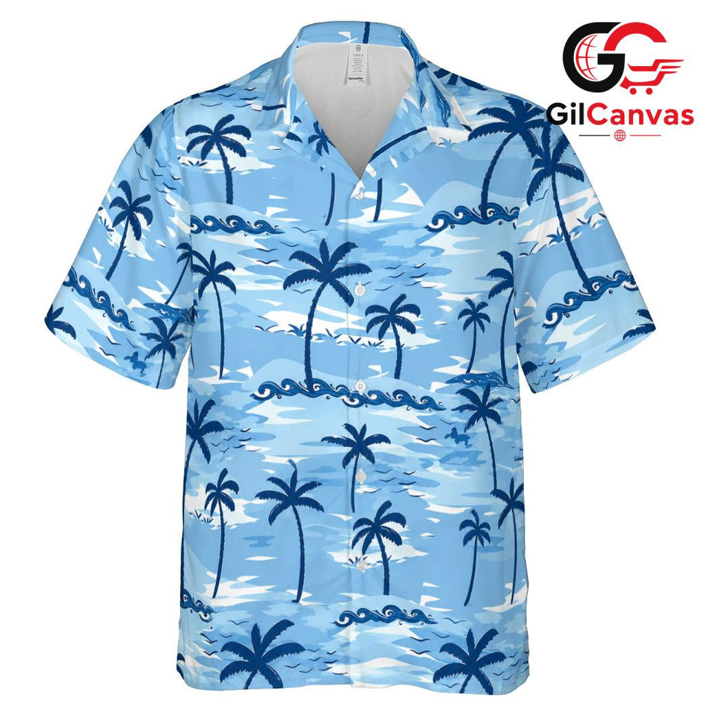 Cool Palm Tree Hawaiian Shirt, Unisex Beachwear For Summer Vacation Apparel