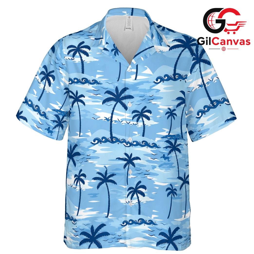 Cool Palm Tree Hawaiian Shirt, Unisex Beachwear For Summer Vacation Apparel