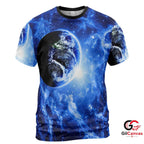 Cosmic Earth Space 3D T-Shirt, Beautiful Unisex Galaxy Graphic Tee For Astronomy