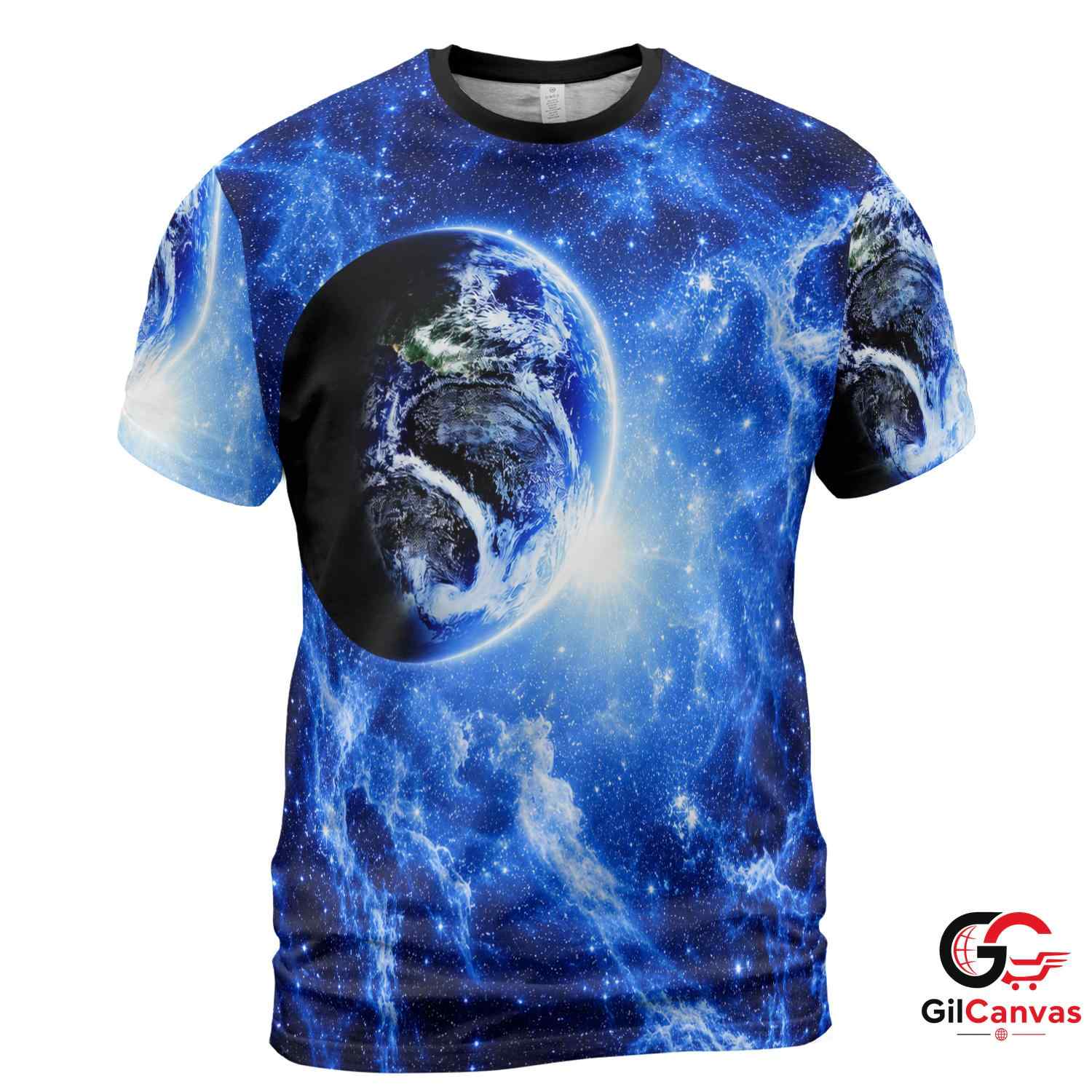 Cosmic Earth Space 3D T-Shirt, Beautiful Unisex Galaxy Graphic Tee For Astronomy