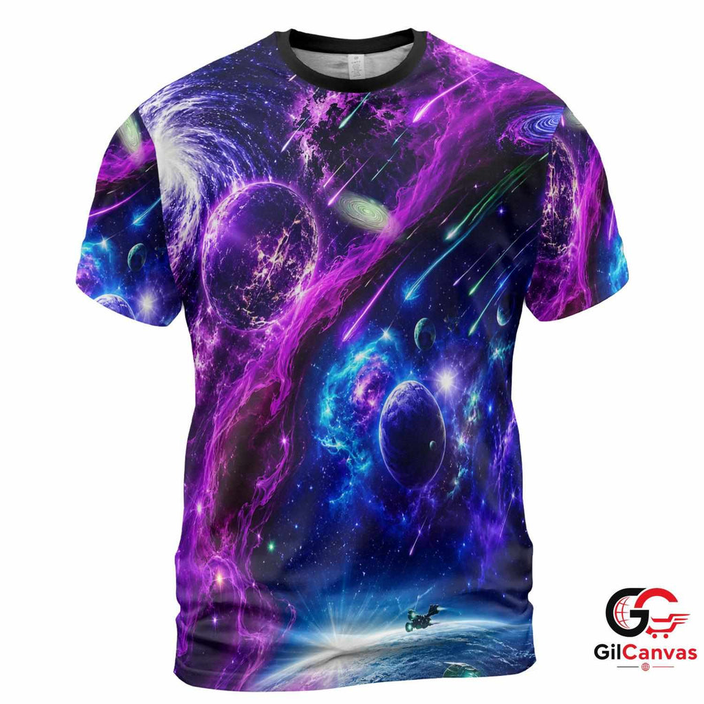 Cosmic Galaxy 3D T-Shirt, Unique Space Unisex Tee Gift For Astronomy Lovers Art