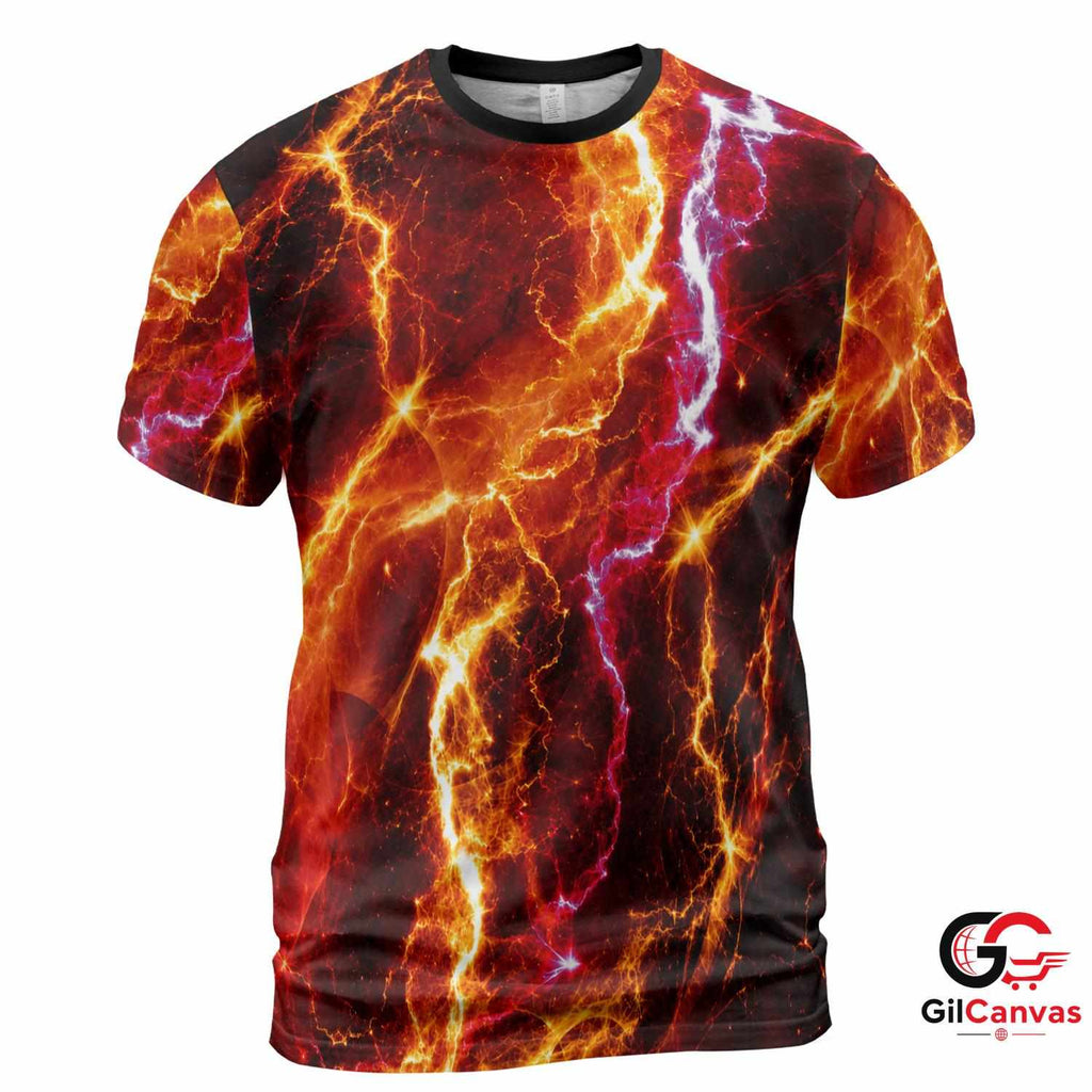Cosmic Lightning 3D T-Shirt, Cool Unisex Festival Tee Gift For Party Goers Fun