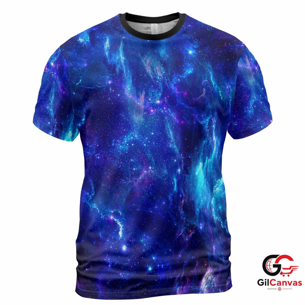 Cosmic Nebula Art 3D T-Shirt, Vibrant Unisex Space Graphic Tee Gift Sci-Fi Parties