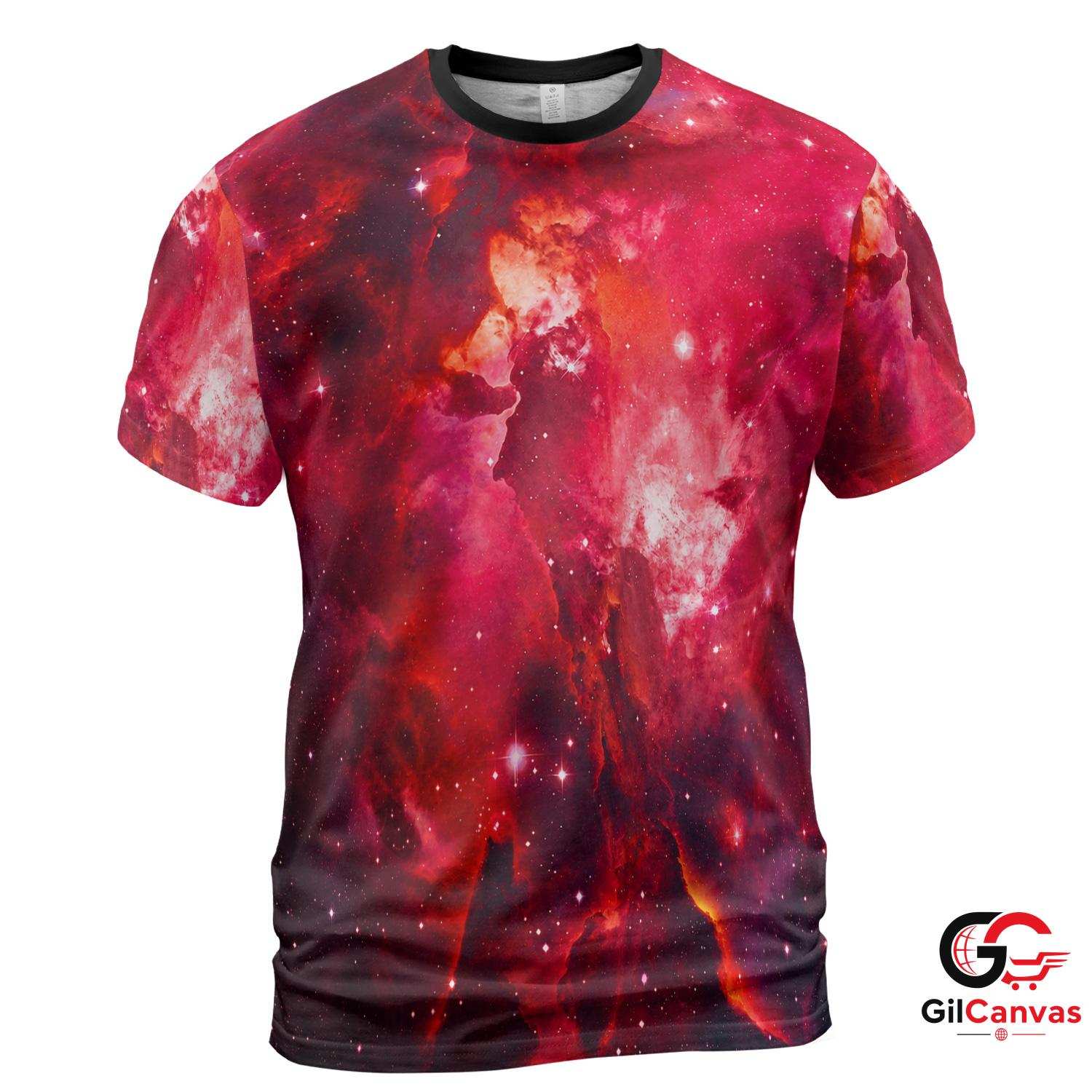 Cosmic Nebula Space 3D T-Shirt, Unique Unisex Sci-Fi Graphic Tee Holiday Party