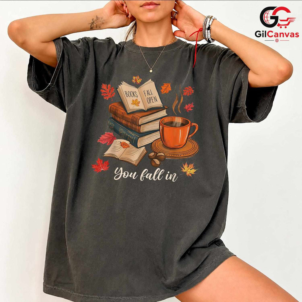 Cozy Fall Reading T-Shirt Unisex Autumn Book Lover Enthusiast Perfect Gift