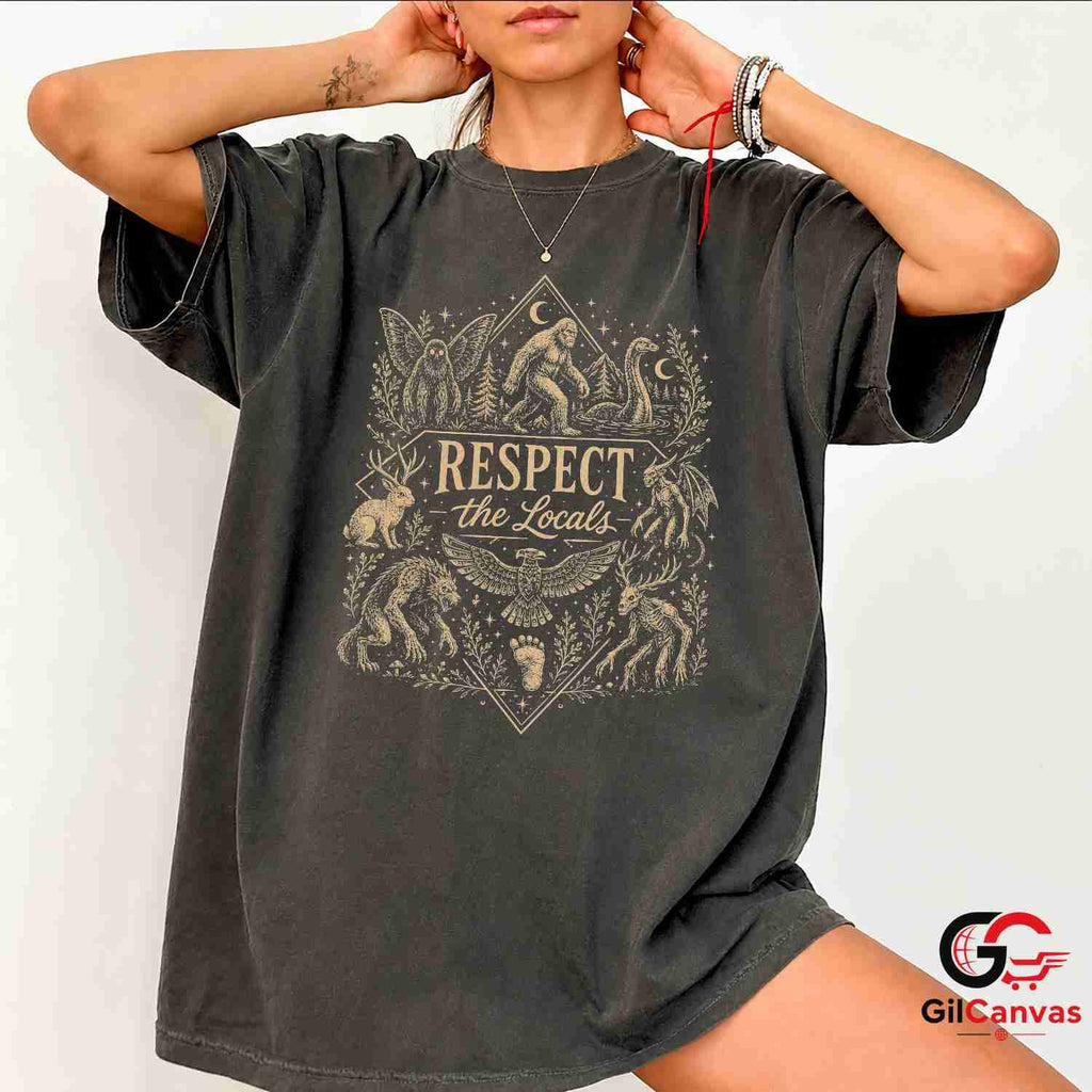 Cryptid Legend Respect Local T-Shirt Mothman Bigfoot Unisex Halloween Apparel