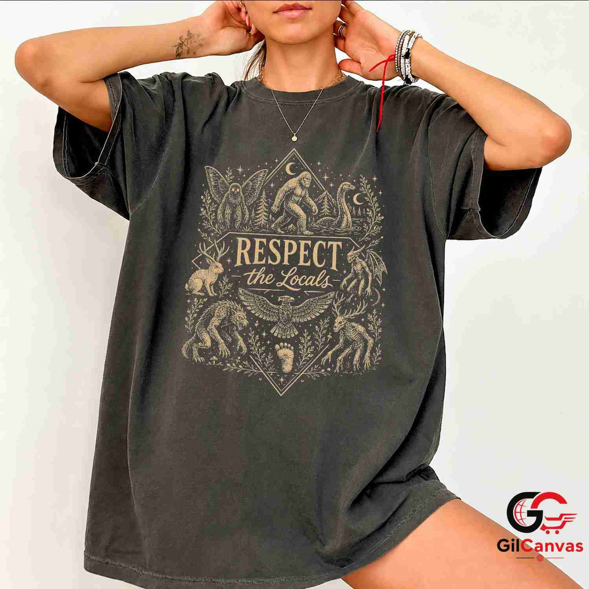Cryptid Legend Respect Local T-Shirt Mothman Bigfoot Unisex Halloween Apparel