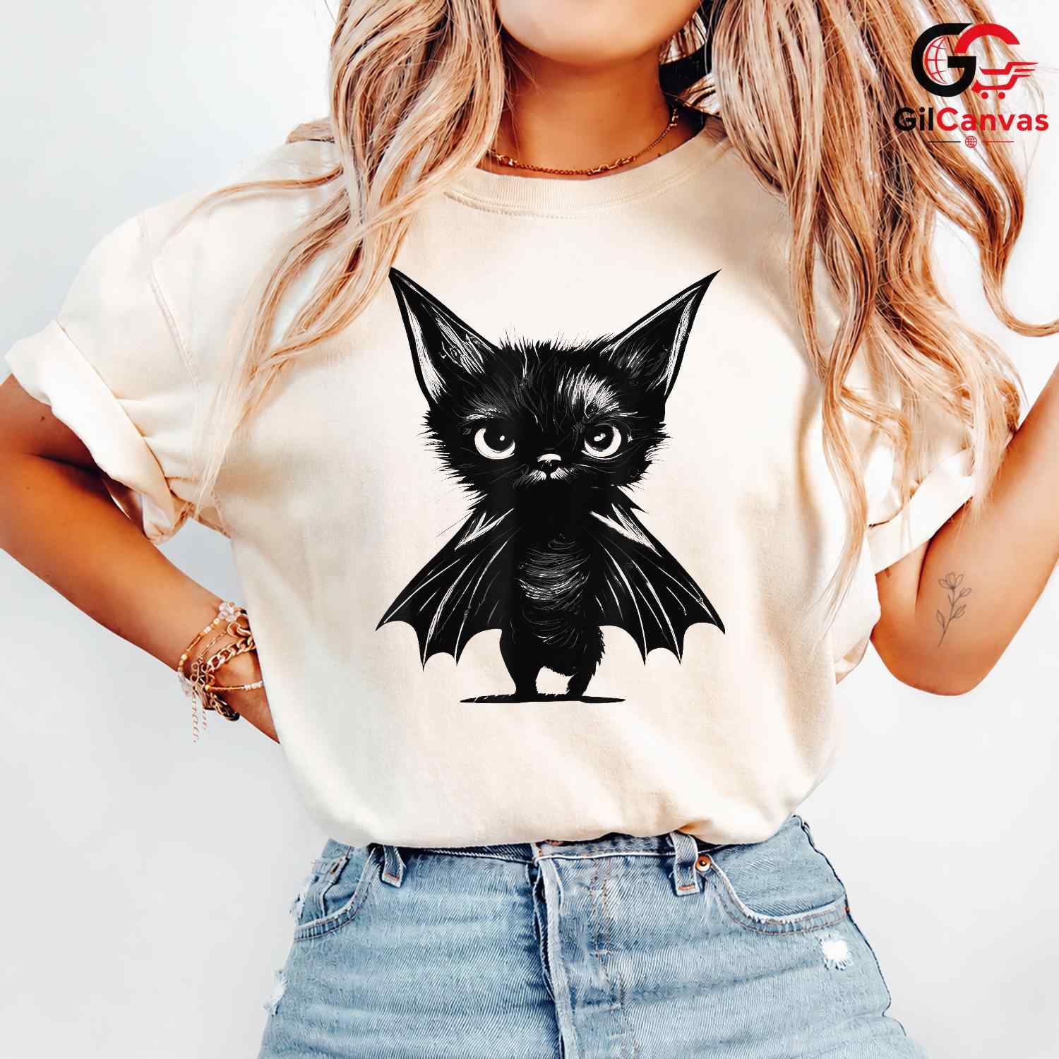 Cute Bat Cat Halloween T-Shirt Unisex Fun Spooky Pet Lover Gift Idea For Kids
