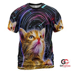 Cute Cat Pattern 3D T-Shirt, Funny Unisex Animal Tee Gift For Halloween Events