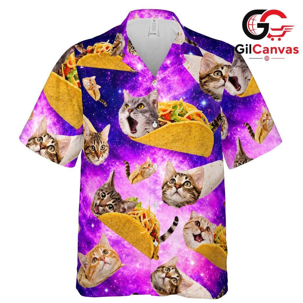 Cute Cat Taco Hawaiian Shirt, Fun Unisex Print for Summer Beach Parties