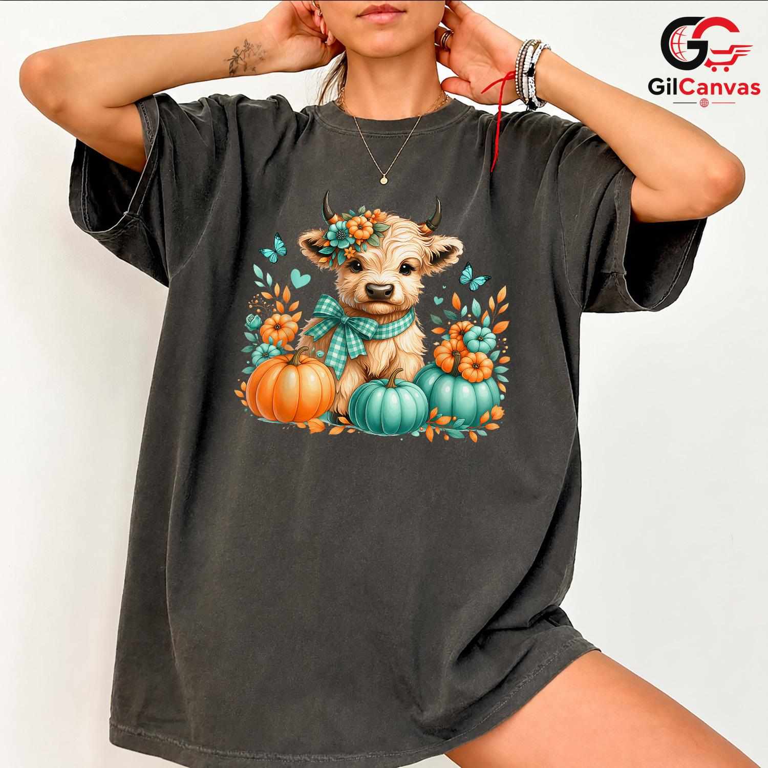 Cute Cow Fall Festival T-Shirt Unisex Autumn Harvest Party Gift Kids Adults