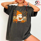 Cute Ghost Reading T-Shirt Unisex Spooky Halloween Book Gift Kids And Teens