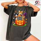 Cute Kitten Pumpkin Tee Shirt Unisex Fun Halloween Cat Lover Gift For Kids