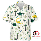Dinosaur Print Hawaiian Shirt For Kids Tropical Summer Vacation Casual Wear