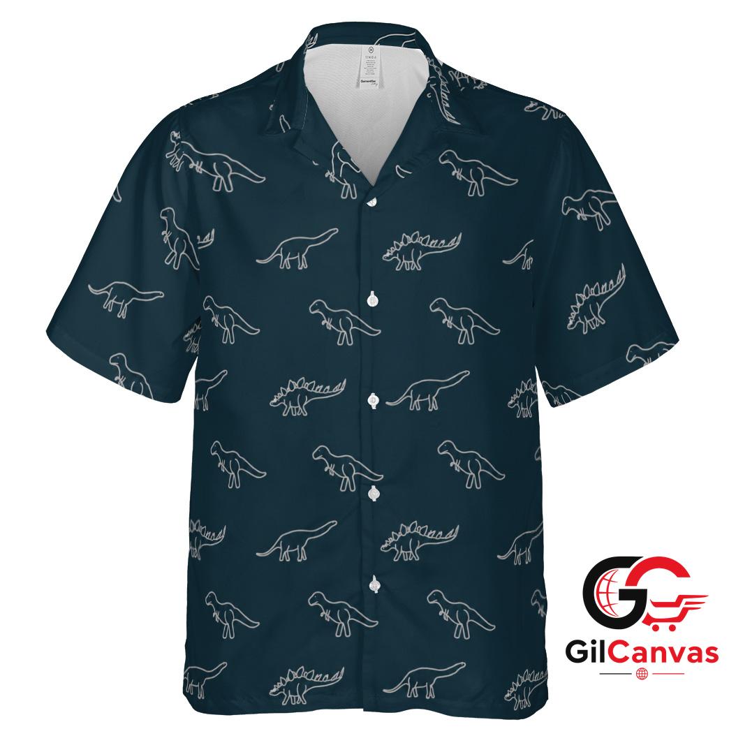 Dinosaur Print Hawaiian Shirt For Summer Fun Unisex Comfortable Beachwear