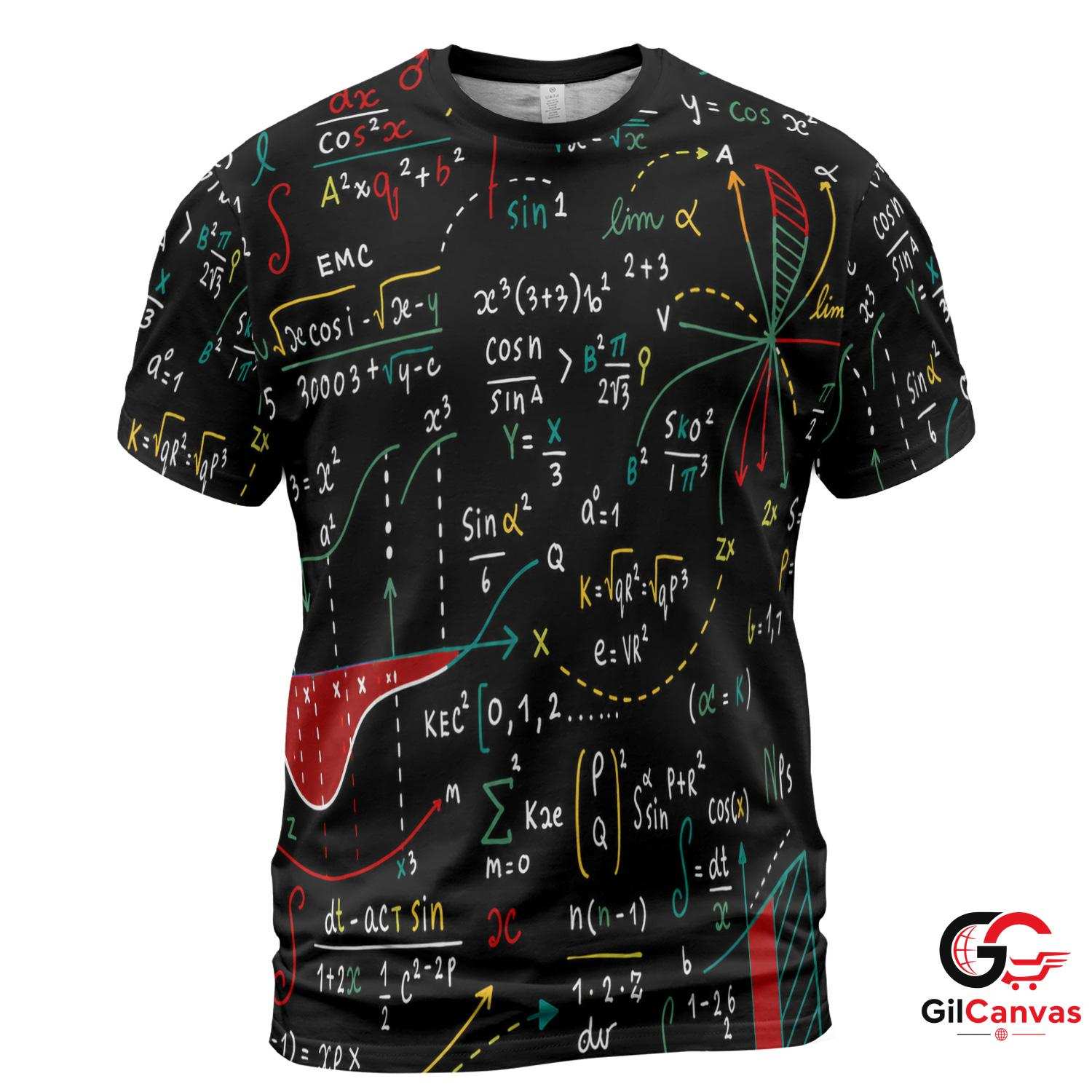 Educational Math 3D T-Shirt, Fun Unisex Back To School Graphic Tee For Students