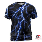 Electric Lightning 3D T-Shirt, Vibrant Unisex Halloween Graphic Tee Costume Everyday