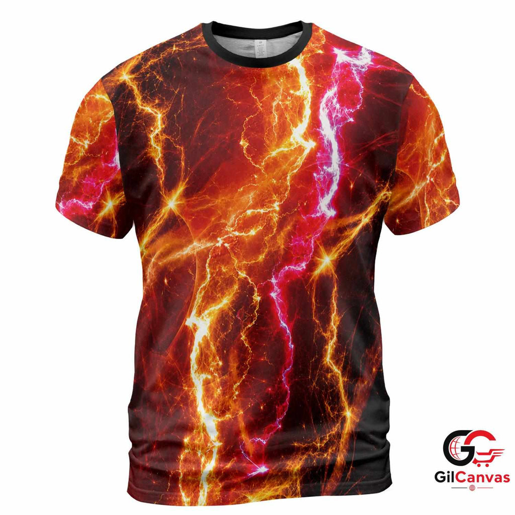 Electric Pattern 3D T-Shirt, Unisex Lightning Graphic Tee Gift For Festivals