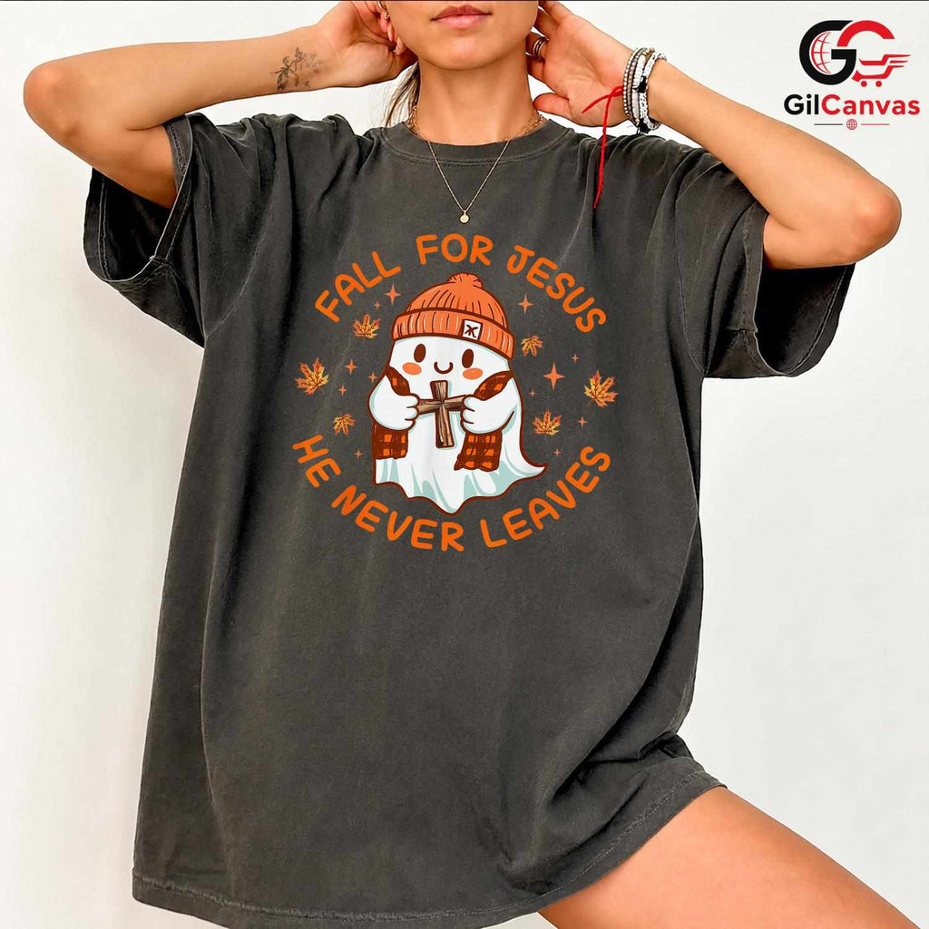 Fall For Jesus Ghost Fall Tee Unisex Cute Halloween Christian Gift For All